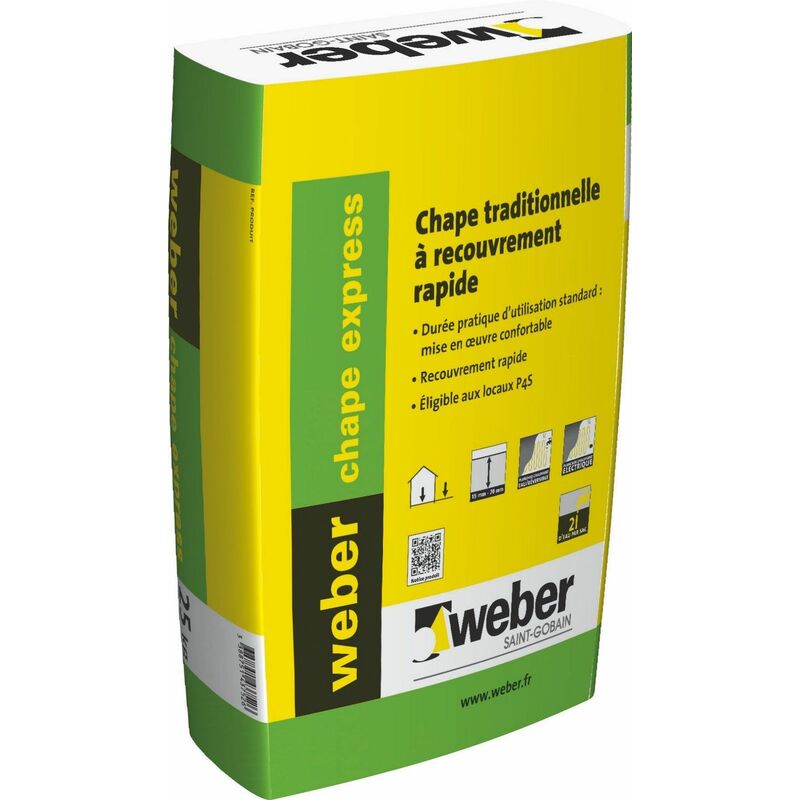 Chape traditionnelle à recouvrement rapide weber chape express - Sac de 25 Kg