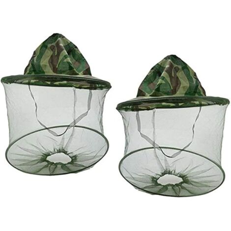 Chapeau d'apiculteur 2 pièces, masque anti-moustiques et insectes avec protection en filet pour la tête, idéal pour la pêche et les activités de plein air.