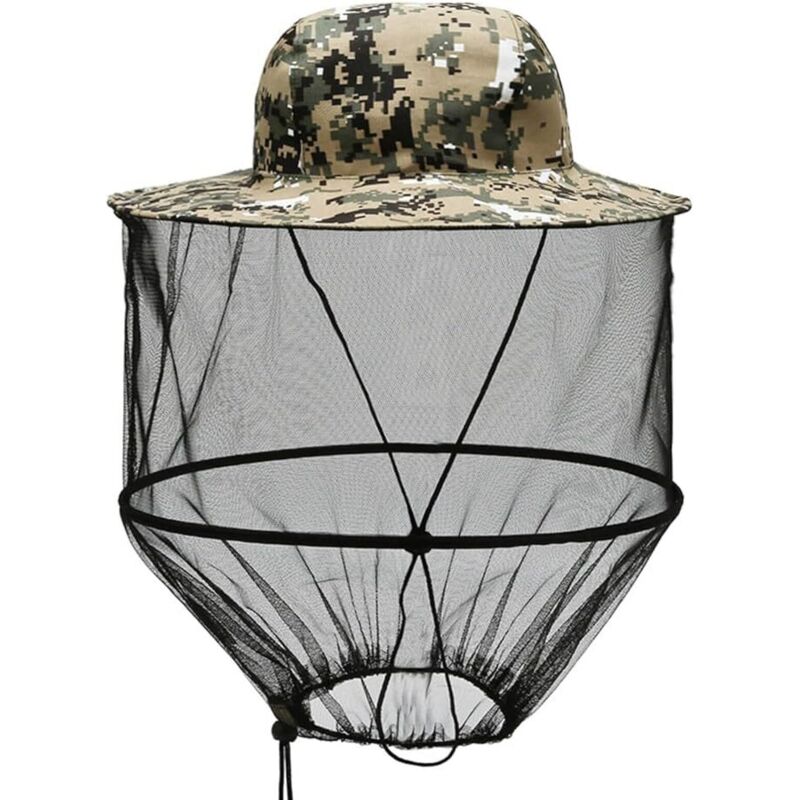 Chapeau d'Apiculteur à Moustiquaire Anti-moustiques Avec Voile - Protection pour Jardinage en Extérieur, Jungle, Pêche - Pliable