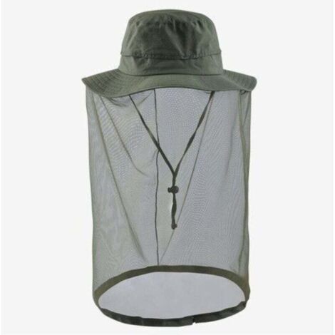 Chapeau d'apiculture avec moustiquaire/maille anti-insectes intégrée, protection du visage - Vert militaire