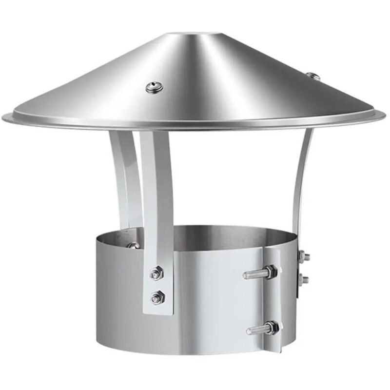 Chapeau de cheminée, échappement en acier inoxydable, tuyau d'échappement, cheminée extérieure (argent brillant)，200mm