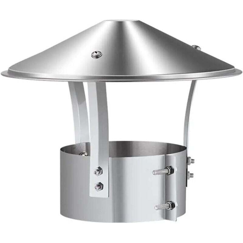 Chapeau de cheminée, échappement en acier inoxydable, tuyau d'échappement, cheminée extérieure (argent brillant)
