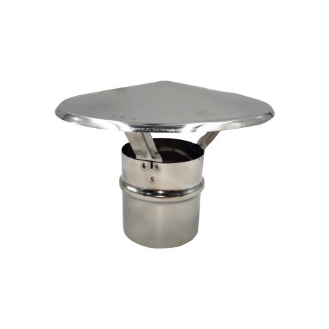 Chapeau de cheminée en acier inoxydable 80 mm – Résistant aux intempéries – Améliore le tirage – Installation facile – ALA - 39aile