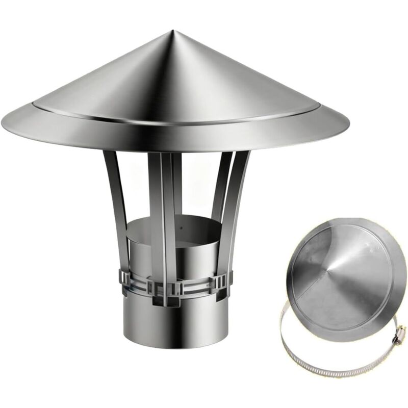 Chapeau de Cheminée Inox 201 Chapeau de Pluie de Toit Réglable 6 11 15 cm Couvercle de Trou de Cheminée Chapeau Conduit de Fumée conique pour Tuyau