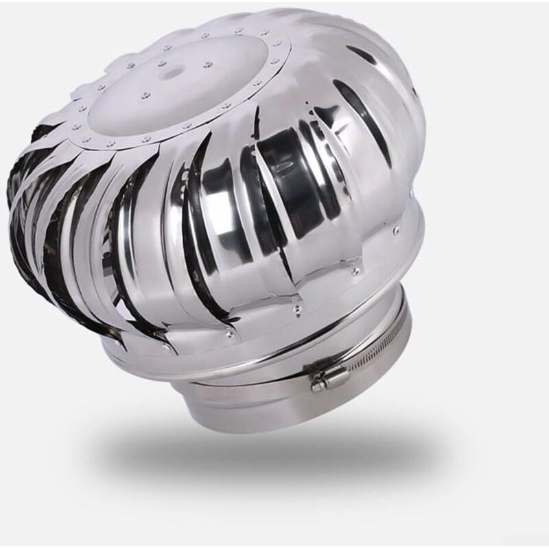 Chapeau de cheminée rotatif en acier inoxydable sans globe anti-vent ni évent de fumée - Ventilateur étanche à la pluie (Ø 160 mm)
