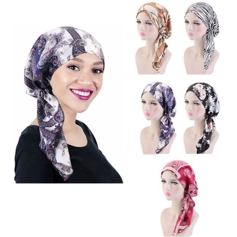 Chapeau de Chimio - INSFITY - Turban Satin Imprimé - 5 Couleurs - Stretch - 5 Pièces