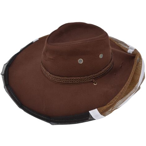 Chapeau de Cowboy d'apiculteur resserrant la conception chapeau de voile d'apiculture en maille respirante pour les apiculteurs pêcheurs chasseurs campeurs