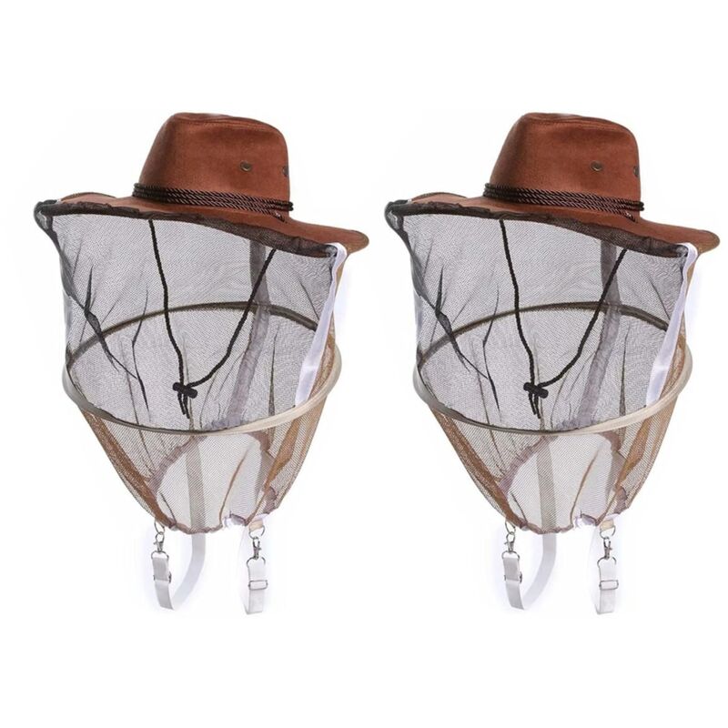 Chapeau de cowboy d'apiculture 2 pièces, chapeau d'apiculture avec voileChapeau de voile d'abeille avec voile visibleChapeau d'apiculture