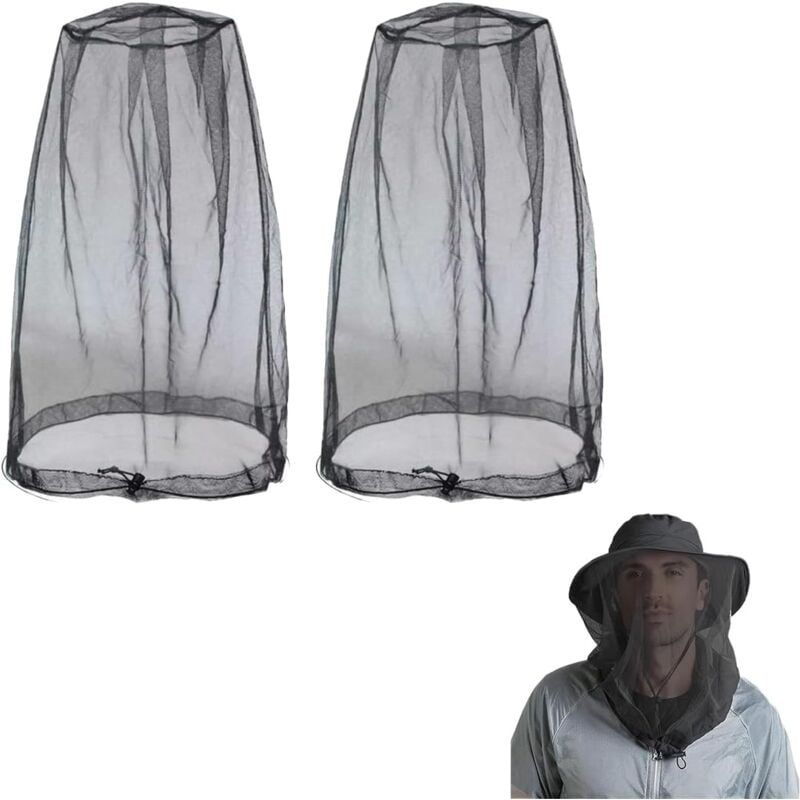 Csparkv - Chapeau de Moustique pour Le Camping,2Pcs Filets de Tête de Qualité Supérieure avec Trous Extra Fins, la Randonnée, la Pêche, Protection
