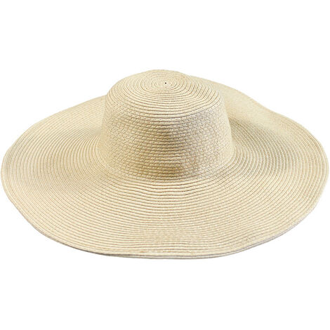 Chapeau de paille de protection solaire à bord large pour femme, chapeau de disquette pliable, casquette de plage de protection contre les UV d'été