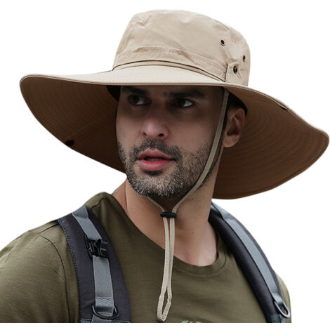 Chapeau de paille large bord pour la pêche, la randonnée et le camping, protection UV, pliable, bord de 12 cm