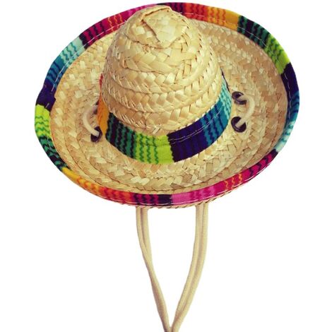 Chapeau de paille pour animaux de compagnie drôle mexicain Sombrero Cap décorations de fête pour anniversaire pour petits animaux de compagnie/chiot/chat