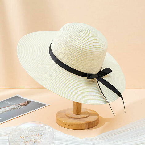 Chapeau de paille pour femmes chapeau de plage d'été chapeau pliable chapeau de paille à larges bords chapeau de paille de voyage protection UV chapeau de plage d'été-kartokner