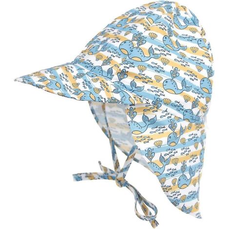 Chapeau de plage d'été pour enfants avec motif baleine bleue, protection UV et tissu respirant, pour garçons et filles, 48-54 cm (2-5 ans)