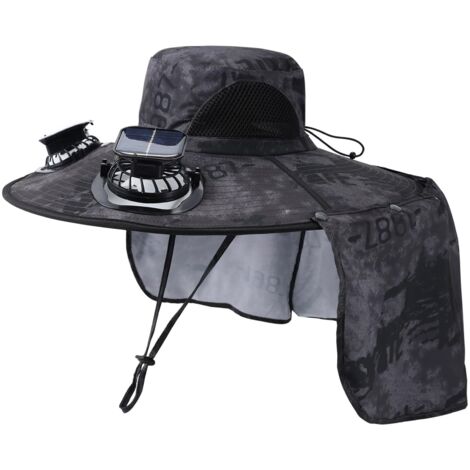 Chapeau Solaire à Larges Bords Avec Deux Ventilateurs – UV, Randonnée, Pêche, Camping