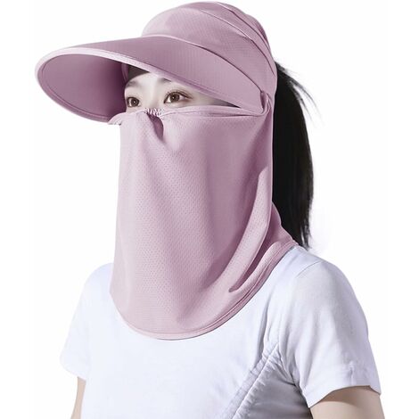 Chapeau de Soleil Amovible Femme Casquette de Soleil Anti-UV pour Protection du Visage et Cou Chapeau Pare Soleil