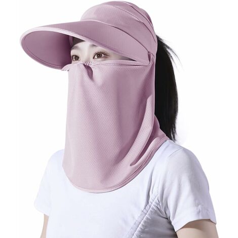 Chapeau de Soleil Amovible Femme Casquette de Soleil Anti-UV pour Protection du Visage et Cou Chapeau Pare Soleil