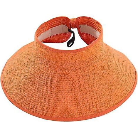 Chapeau de soleil d'été orange à larges bords pour femmes