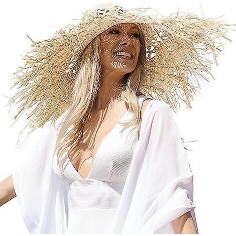 Chapeau de soleil en paille pour femme - Style souple idéal pour la plage, les voyages et le jardinage en été