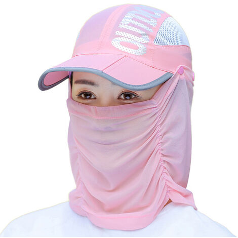 Chapeau de Soleil, Femme 2 en 1 Casquette à Visière Printemps Eté Large Bord Jardinage Pliable Protection Solaire