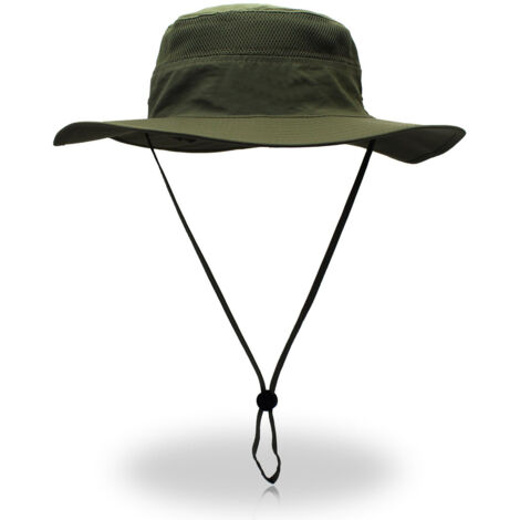 Chapeau de soleil pliable type bob, coloris vert militaire, protection solaire