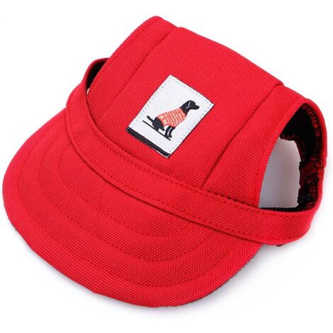 Chapeau de soleil réglable avec ouvertures pour les oreilles, idéal pour chiens en été (rouge, taille S)