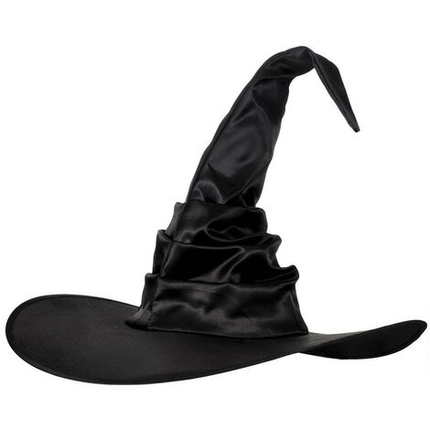 Chapeau de sorcière d'Halloween noir grand chapeau de sorcière froncé femmes accessoires de déguisement Halloween Cosplay fête