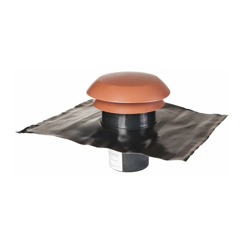 Ventilation toiture Chapeau de ventilation PVC sans moustiquaire /Ø125mm Rouge tuile