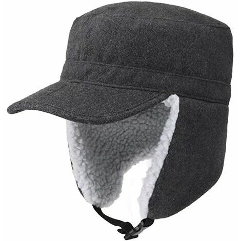 Chapeau de trappeur chaud pour homme avec cache-oreilles et casquette militaire à visière