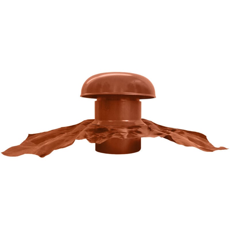 Chapeau de ventilation avec bande plomb Ø125mm - Rouge tuile - First Plast