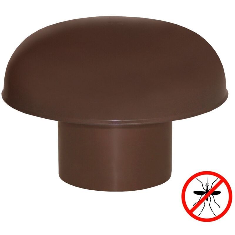 First Plast - Chapeau de ventilation pvc avec moustiquaire - marron - Ø100mm