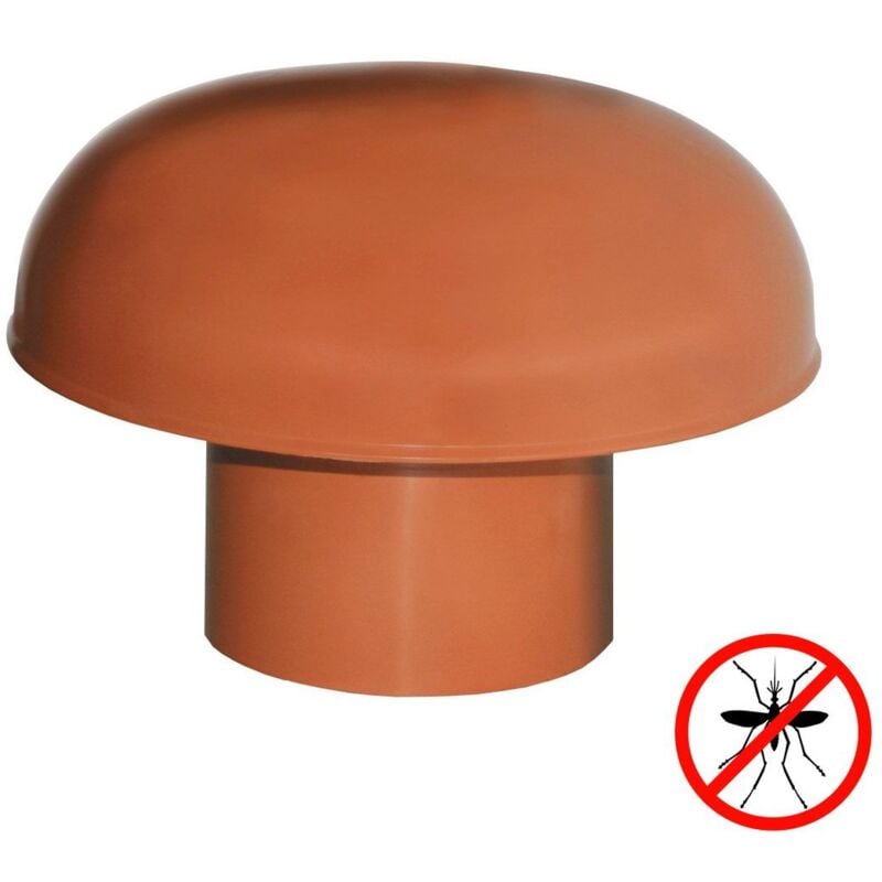First Plast - Chapeau de ventilation pvc avec moustiquaire - Rouge tuile - Ø125mm