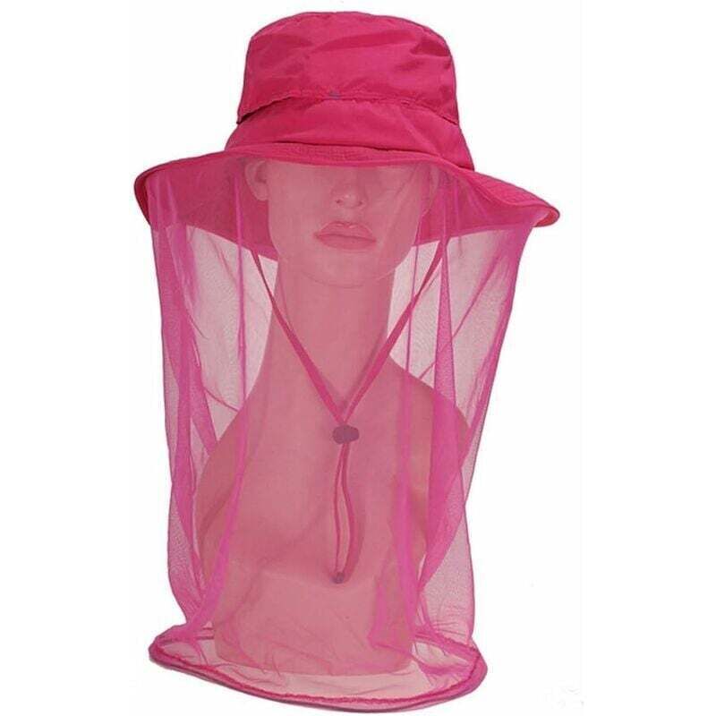 Chapeau De Visage D'Apiculture Rose avec Maille Voile d'abeille Extérieur Pêche À Séchage Hommes Et Femmes Chapeau Anti-UV L（58-60cm）