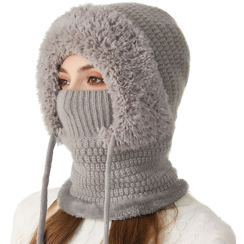 Chapeau d'hiver pour Femme - Masque de Ski Multifonctionnel - Chapeau de tempête d'hiver - adapté au Ski Froid, aux Motos de Plein air et à la