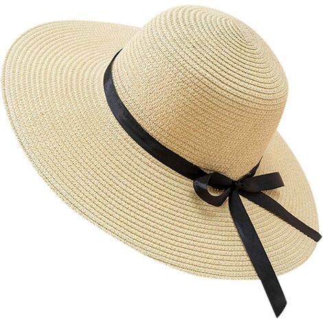 Chapeau et bonnet de jardinage Chapeaux de jardinage printemps et été femmes plage personnalité vacances décontracté tissé chapeau de soleil femmes chapeaux été chapeaux de paille - Beige