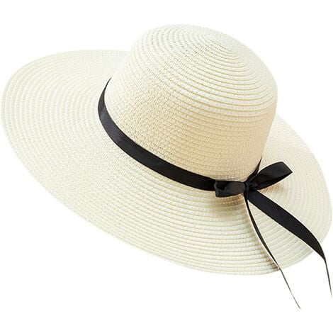 Chapeau et bonnet de jardinage Chapeaux de jardinage printemps et été femmes plage personnalité vacances décontracté tissé chapeau de soleil femmes chapeaux été chapeaux de paille - Blanc