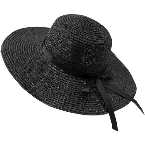 Chapeau et bonnet de jardinage Chapeaux de jardinage printemps et été femmes plage personnalité vacances décontracté tissé chapeau de soleil femmes chapeaux été chapeaux de paille - Le noir
