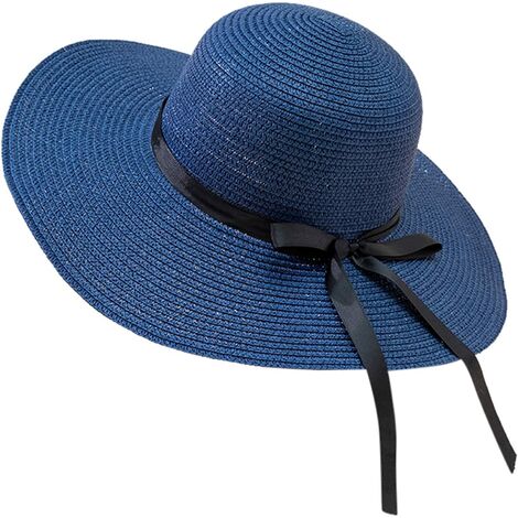 Chapeau et bonnet de jardinage Chapeaux de jardinage printemps et été femmes plage personnalité vacances décontracté tissé chapeau de soleil femmes chapeaux été chapeaux de paille - Marine