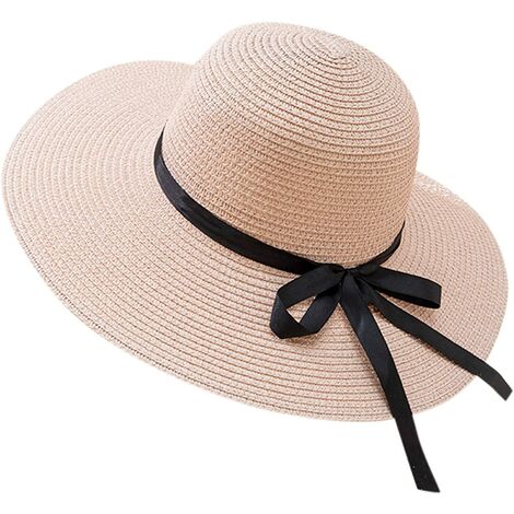 Chapeau et bonnet de jardinage Chapeaux de jardinage printemps et été femmes plage personnalité vacances décontracté tissé chapeau de soleil femmes chapeaux été chapeaux de paille - Rose