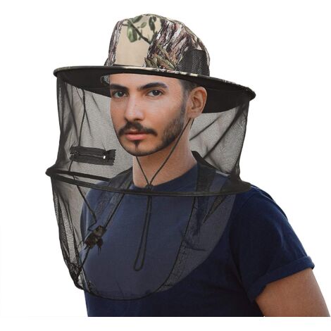 Chapeau filet de tête avec filet de protection amovible et dissimulé, conçu pour la pêche, le jardinage et la jungle en extérieur