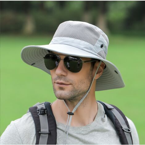 Chapeau Homme Femme Protection Solaire Eté Protection UV Outdoor Randonnée Bob Chapeau Pliable Imperméable pour Chasse, Voyage, Jardinier