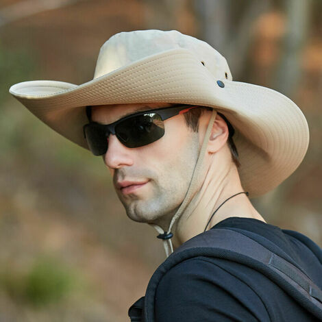Chapeau Hommes Femmes Soleil Été Anti UV Outdoor Randonnée Seau Chapeau Pliable Imperméable pour Safari, Voyage, Jardinier (Kaki)