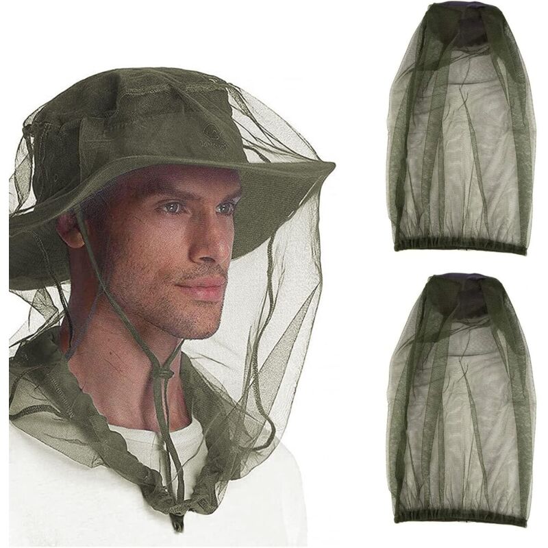 Chapeau Moustiquaire,2PCS TêTe Moustique Net,Chapeau De Masque Anti-Moustique ExtéRieur,Filet Repoussant Les Insectes