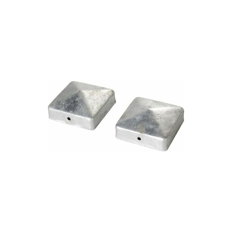 Bricobois - Chapeau Poteau Carré Pyramide 9x9cm zingué à chaud - Lot de 2