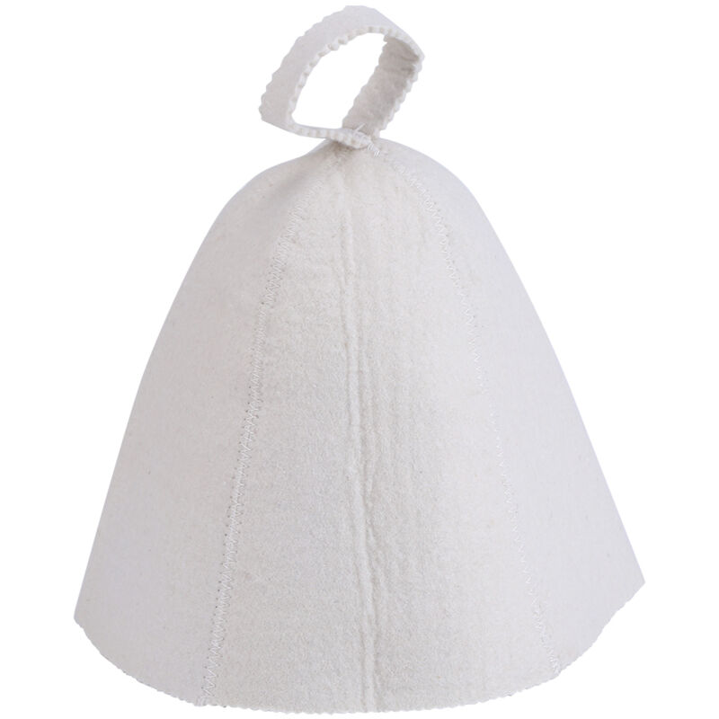 Chapeau Sauna en Laine Blanche pour Banya Russe, Boucle de Suspension Incluse
