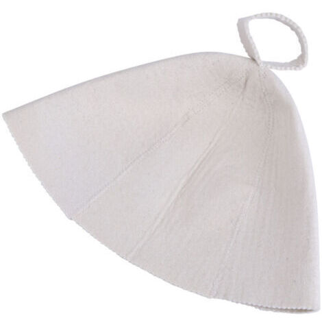 Chapeau Sauna en Laine Blanche pour Banya Russe, Boucle de Suspension Incluse