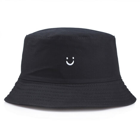 Chapeau seau unisexe 100% coton sourire visage broderie chapeau réversible voyage seau plage soleil chapeau extérieur casquette