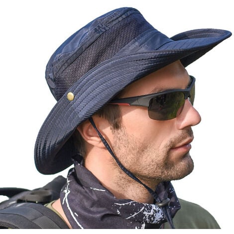 Chapeau Soleil Homme Femme Outdoor Anti UV Bucket Hat de Voyage Safari Casquette,
