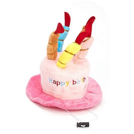 Chapeaux d'anniversaire pour animaux mignons (chiens et chats), bougies colorées ajustables roses --