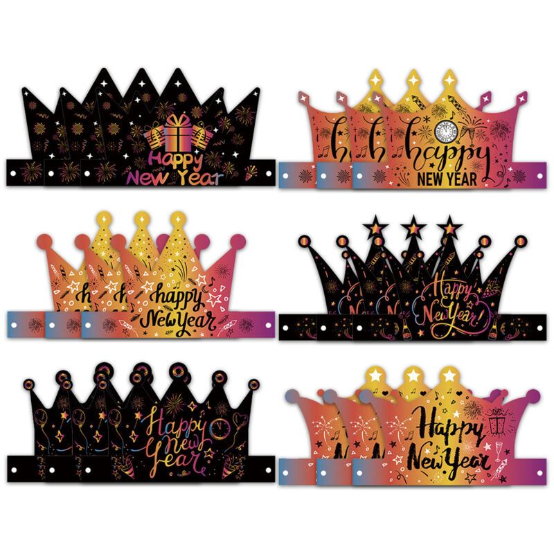 Chapeaux de fête de bonne année, couronne en papier fantaisie, idéal pour les célébrations et soirées de réveillon du Nouvel An